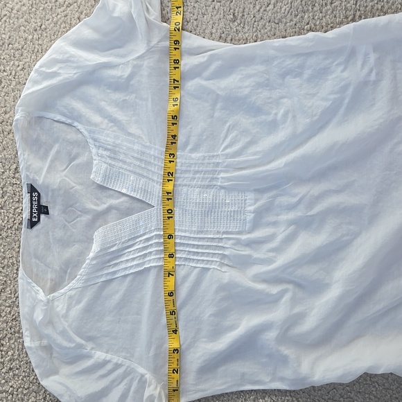 Express Sequin Rolled Sleeve Boho Peasant Shirt Size Small - Picture 10 of 11